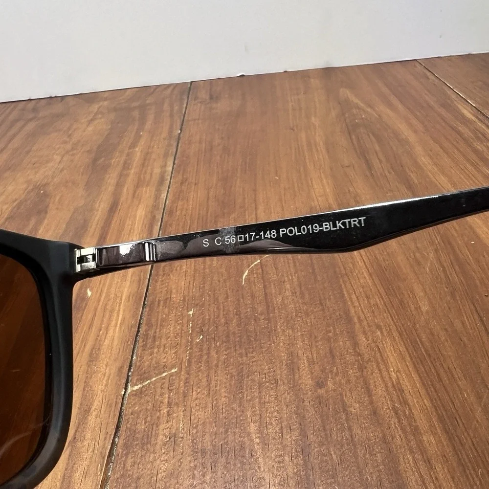 WMP Jacob Polarized Sunglasses Matte Black Tortoise Brown Lens Unisex 56-17